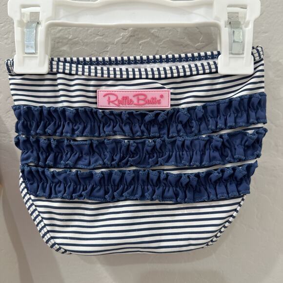 Rufflebutts Orange & Blue Floral Rash Guard Swimsuit - Picture 8 of 9